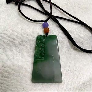 Handmade dragon Burmese jadeite pendant